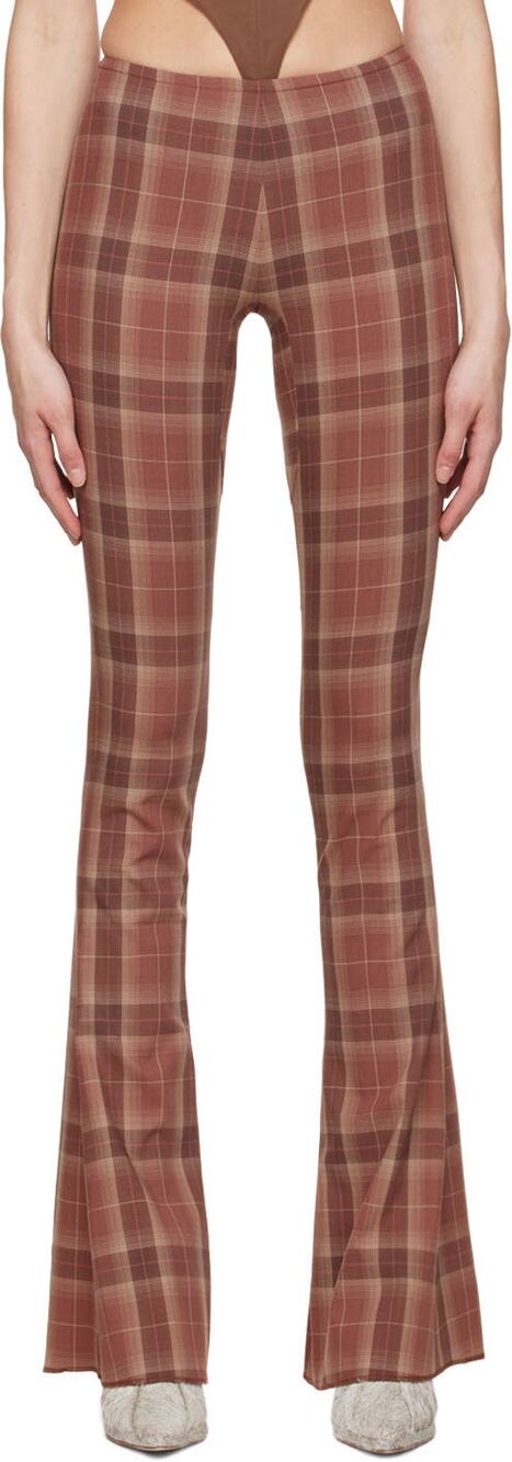 Knwls Tailored Brown Plaid Flare Pants Size 8